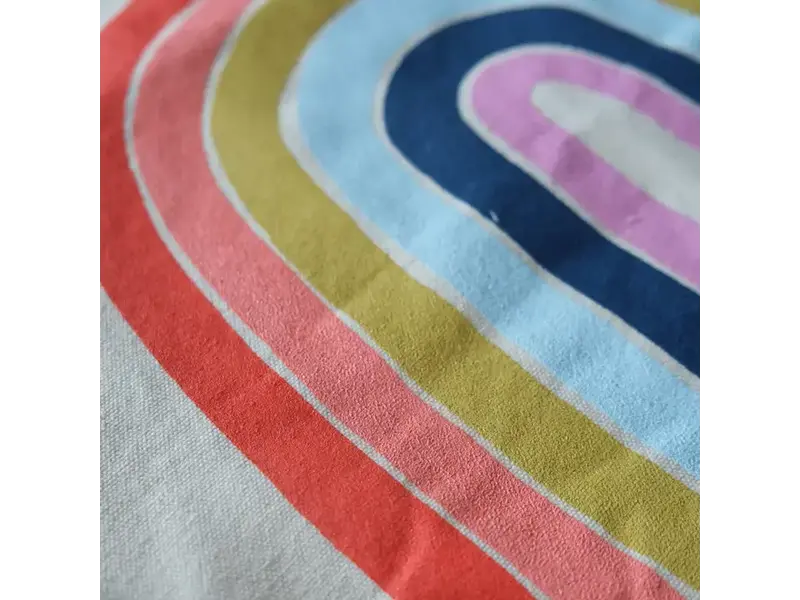 Idlewild Rainbow Canvas Tote Bag with Vegan Leather Handles