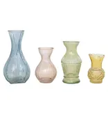 Creative Co-OP Debossed Glass Vases, 2 styles, green & aqua