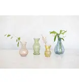Creative Co-OP Debossed Glass Vases, 2 styles, green & aqua