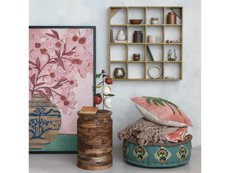 Creative Co-OP Wood Framed Glass Wall Décor w/ Flowers in Vase 36x48