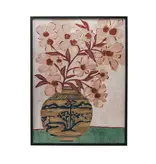 Creative Co-OP Wood Framed Glass Wall Décor w/ Flowers in Vase 36x48