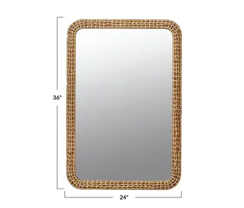 Woven Rattan Framed Wall Mirror 24x36