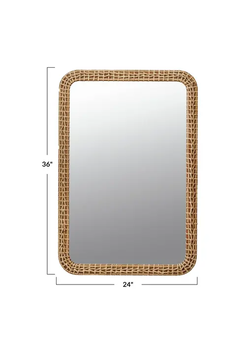 Woven Rattan Framed Wall Mirror 24x36