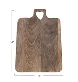 Creative Co-OP Mango Wood Cheese/Cutting Board with Heart Cut-Out Handle