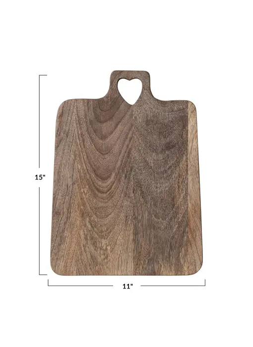 Mango Wood Cheese/Cutting Board with Heart Cut-Out Handle