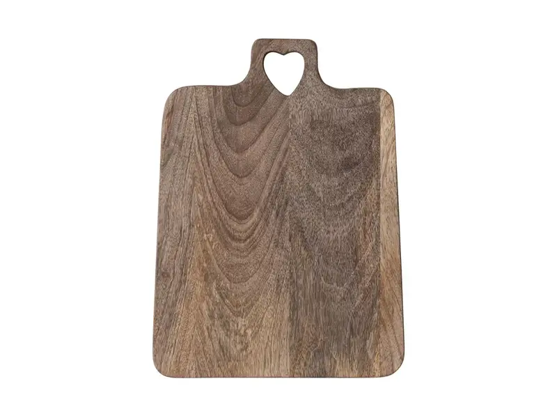 Creative Co-OP Mango Wood Cheese/Cutting Board with Heart Cut-Out Handle