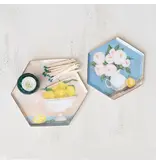 Creative Co-OP Hexagon Enameled Metal Trays with Gold Edges, LARGE