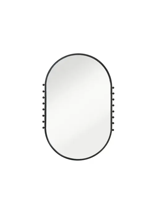 Metal Framed Oval Wall Mirror w/ Balls, Matte Black