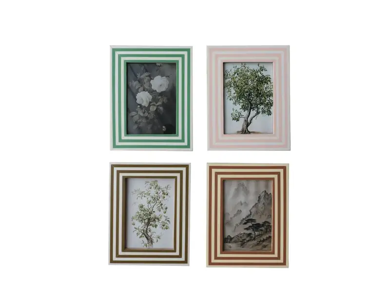 Creative Co-OP Photo Frame w/ Inlaid Stripes, 4 Colors 5" x 7"