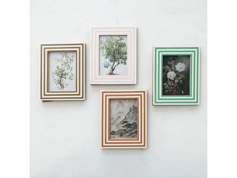 Creative Co-OP Photo Frame w/ Inlaid Stripes, 4 Colors 5" x 7"