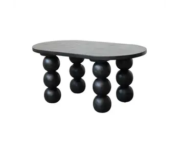 Mango Wood Coffee Table w/ Orb Legs BLACK