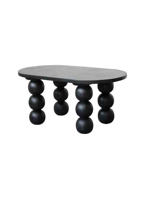Mango Wood Coffee Table w/ Orb Legs BLACK
