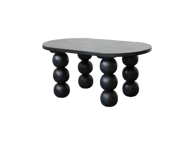 Creative Co-OP Mango Wood Coffee Table w/ Orb Legs BLACK