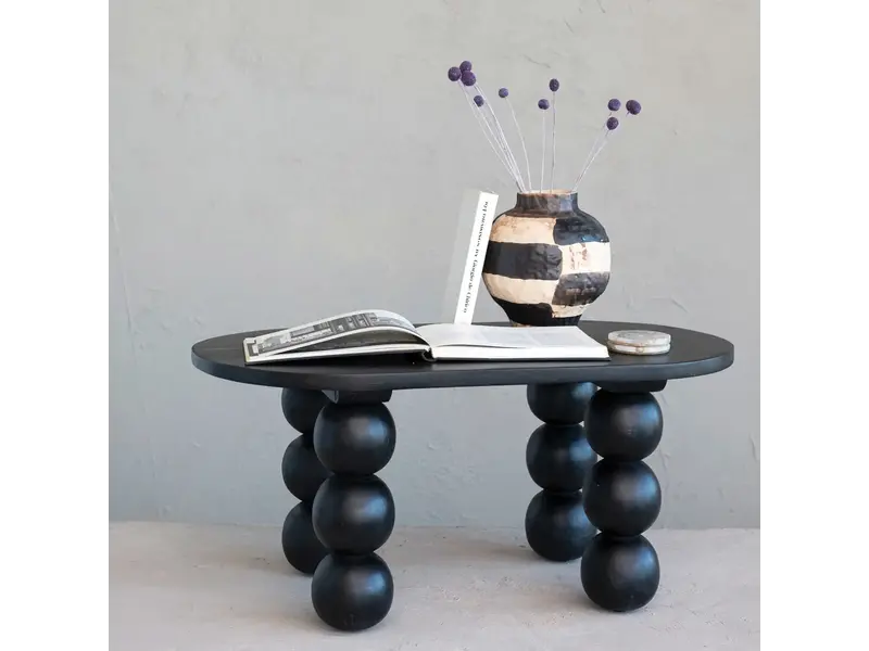 Creative Co-OP Mango Wood Coffee Table w/ Orb Legs BLACK