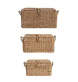 Creative Co-OP Hand-Woven Seagrass & Wire Framed Trunks, Natural - LARGE