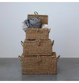 Creative Co-OP Hand-Woven Seagrass & Wire Framed Trunks, Natural - LARGE