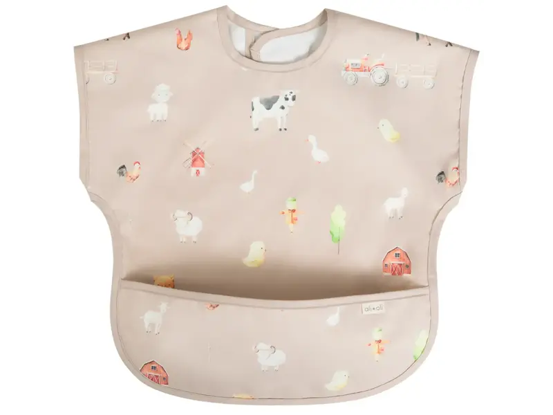 Ali + Oli Smock Bib For Baby & Toddler Short Sleeve (Farm)