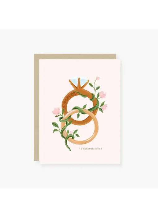 Intertwined Rings Wedding Card