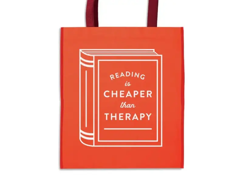 Chronicle Books Reading is Cheaper Than Therapy Reusable Shopping Bag