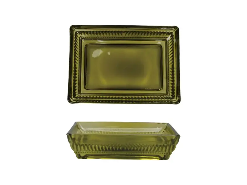 Creative Co-OP Pressed Glass Soap Dish, Olive Color