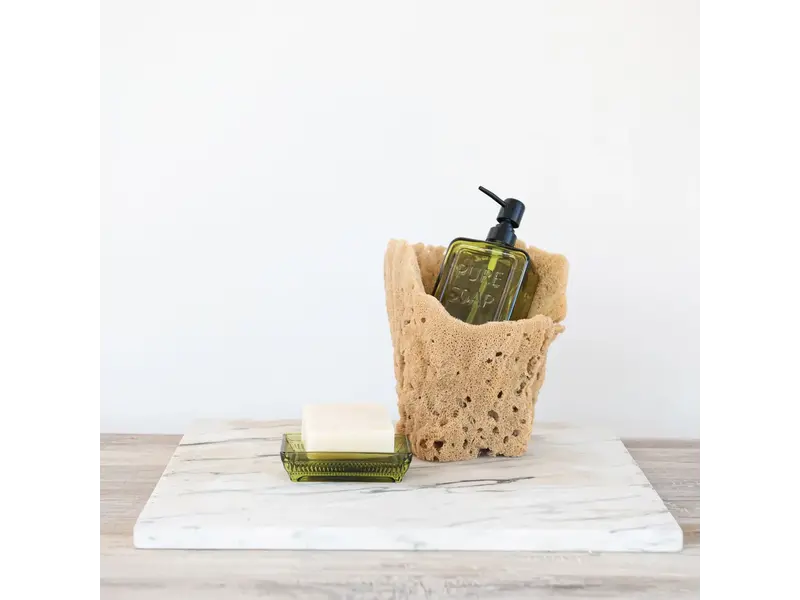 Creative Co-OP Pressed Glass Soap Dish, Olive Color