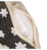 Creative Co-OP Reserved for the dog Cotton & Jute Embroidered Lumbar Pillow with Flower Pattern