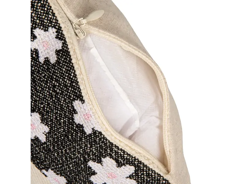 Creative Co-OP Reserved for the dog Cotton & Jute Embroidered Lumbar Pillow with Flower Pattern