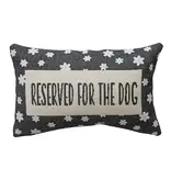 Creative Co-OP Reserved for the dog Cotton & Jute Embroidered Lumbar Pillow with Flower Pattern