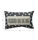 Creative Co-OP Reserved for the dog Cotton & Jute Embroidered Lumbar Pillow with Flower Pattern