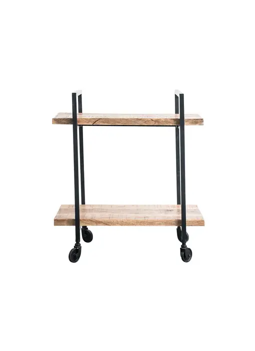 Metal and Wood 2-Tier Cart on Casters