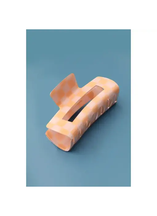 Jumbo Resin Checker Hair Claw Clips - Peach
