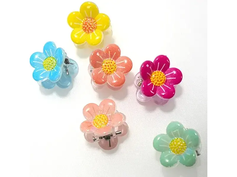 JOSSLYN Mini Flower Hair Claw Clips - Six Assorted Colors