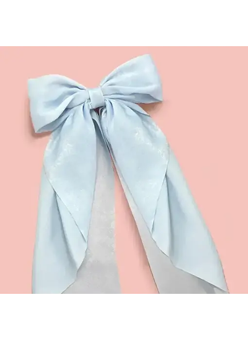Organza Sheer Bow Ribbon Hair Clips - blue