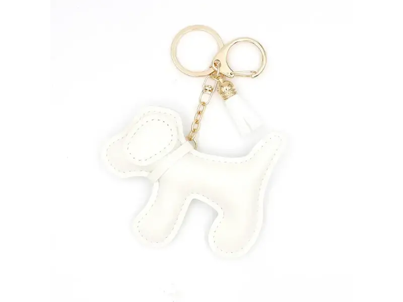 JOSSLYN Vegan Leather Dog Bag Charm Keychain - off white
