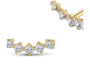 Copy of 5 Cz Ear Climber -Stud-Earring- Steel- silver
