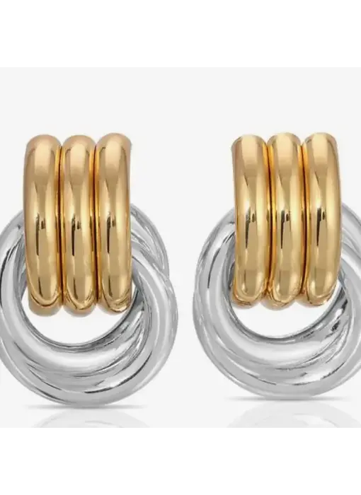 Double Knotted- Door Knocker- Two Tone Earring