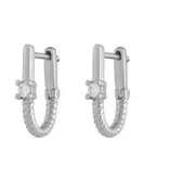 HoopLa Style Roped in- Huggie Hoop- Steel 14K Silver