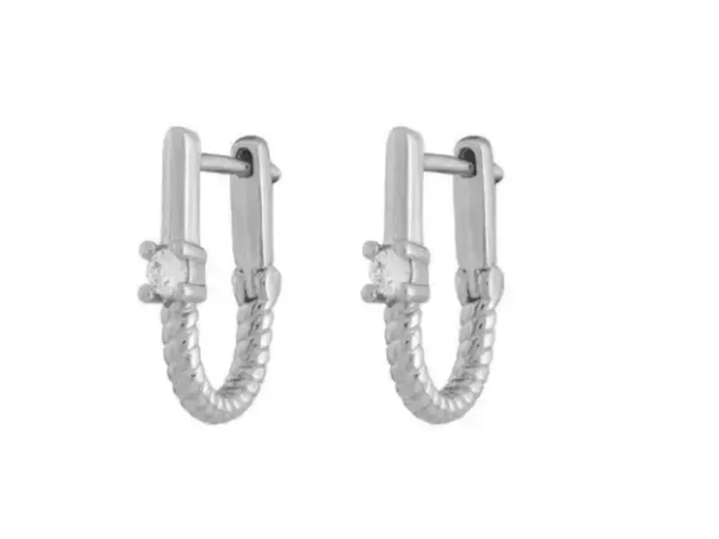 HoopLa Style Roped in- Huggie Hoop- Steel 14K Silver