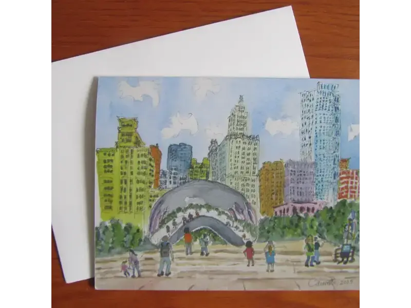 Maggie Caravello Chicago Bean, Millennium Park Note Card