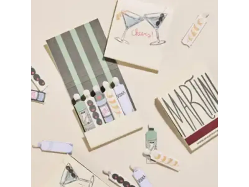One & Only Paper Martini Printed 10 Stem Matchbooks