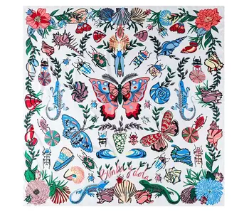 Large Butterfly Square Scarf- white