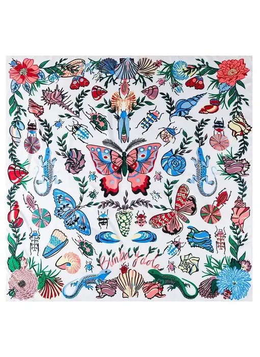 Large Butterfly Square Scarf- white