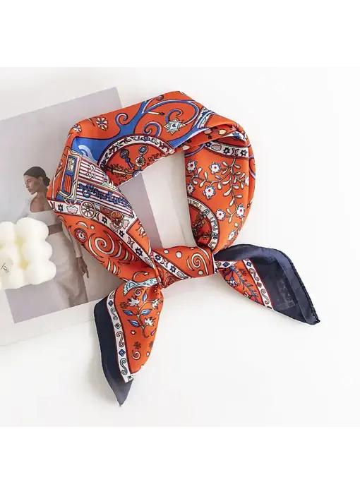 Vintage Pattern Square Scarf- red
