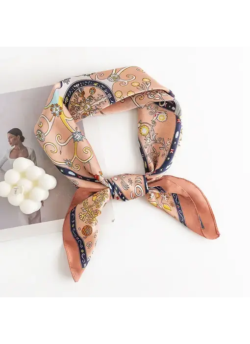 Vintage Pattern Square Scarf- pink