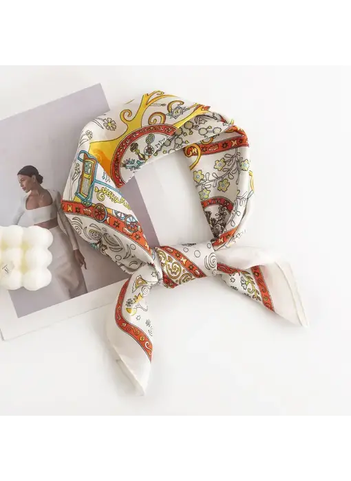 Vintage Pattern Square Scarf- beige