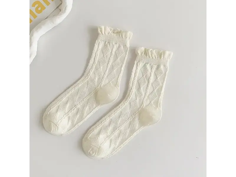 Funkyrel® Atzbranding Limited White rolled edge socks- diamond