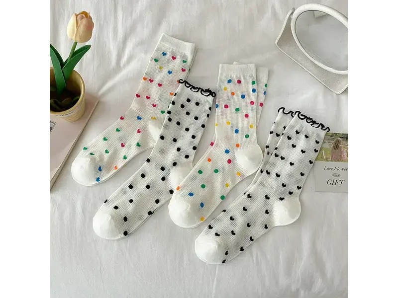 Funkyrel® Atzbranding Limited Heart and Polka Dot Mesh Socks