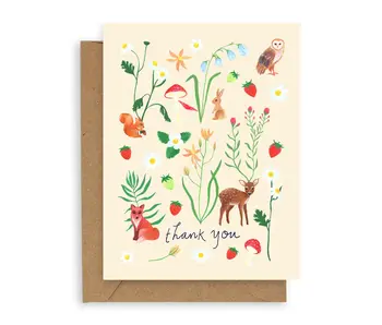Flora Fauna Thank You Card