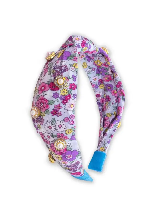 Kids Knot Headband - Embellished Floral Rhinestone Pearl