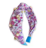 Frog Sac Kids Knot Headband - Embellished Floral Rhinestone Pearl